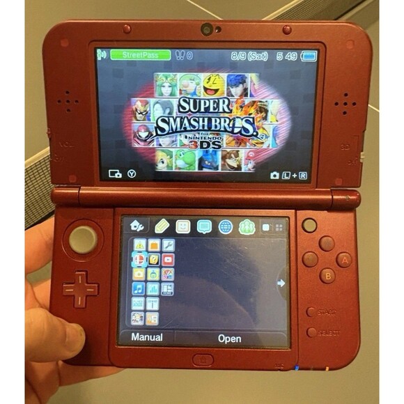 Nintendo NEW 3DS XL Console (RED-001) OEM Charger 2GB SD Stylus w 4 Games + Case - Picture 10 of 14